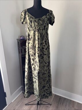Killstar maxi dress NWT green with black print Matte Tag with Glossy Gothic Logo